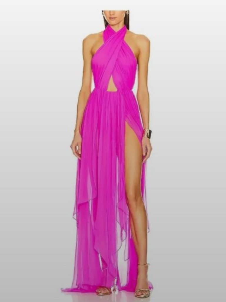 Retrofete Pink Halter Maxi Dress